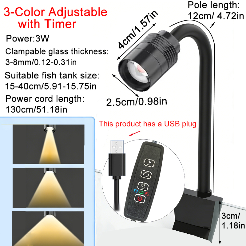 Aquarium Marine Light - USB 3W Güney Amerika Akvaryum Spot