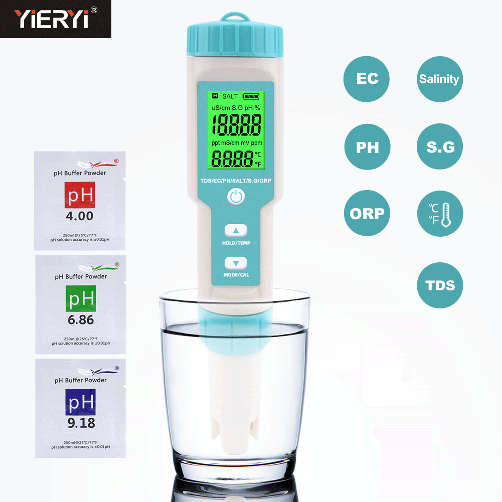 Marine Aquarium Water Analyzer - Yeni 7'si 1 arada PH/TDS/EC/ORP/Tuzluluk /S.
